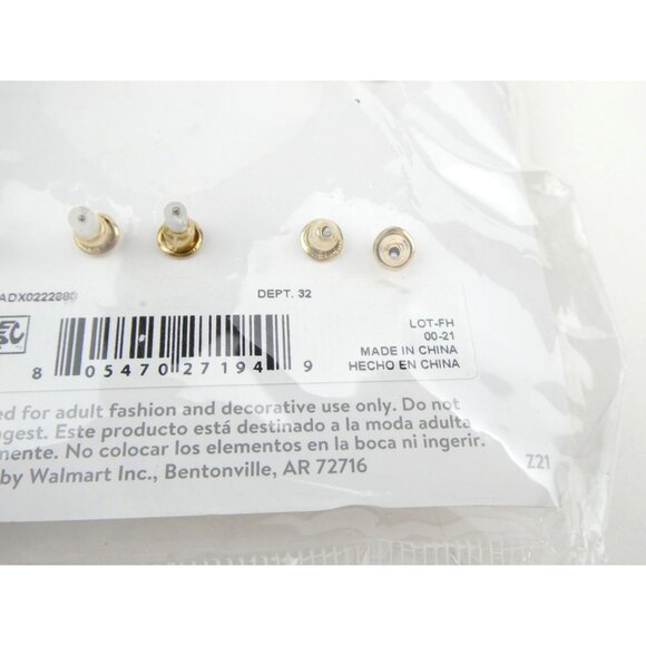 Walmart Earring Set 9 Pairs Gold-Tone Hypo-Allergenic - Picture 7 of 9